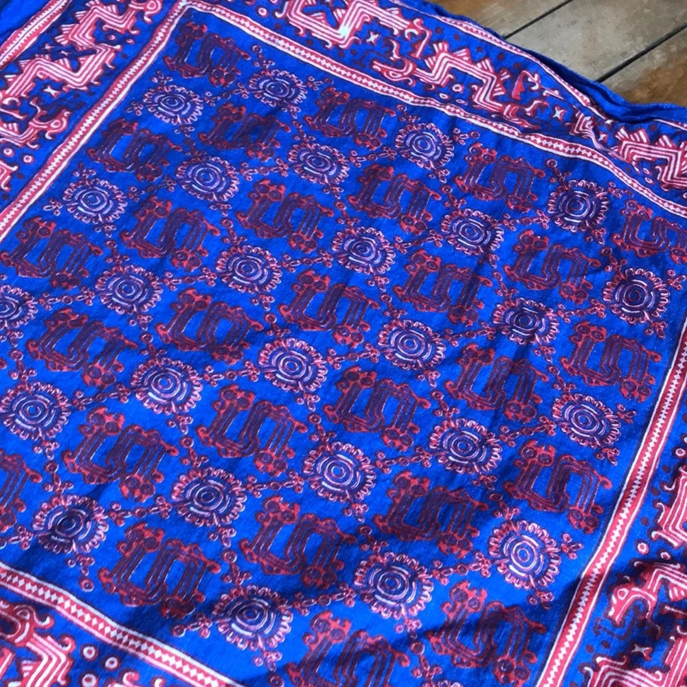 Blue and‎ Pink Patterned Scarf